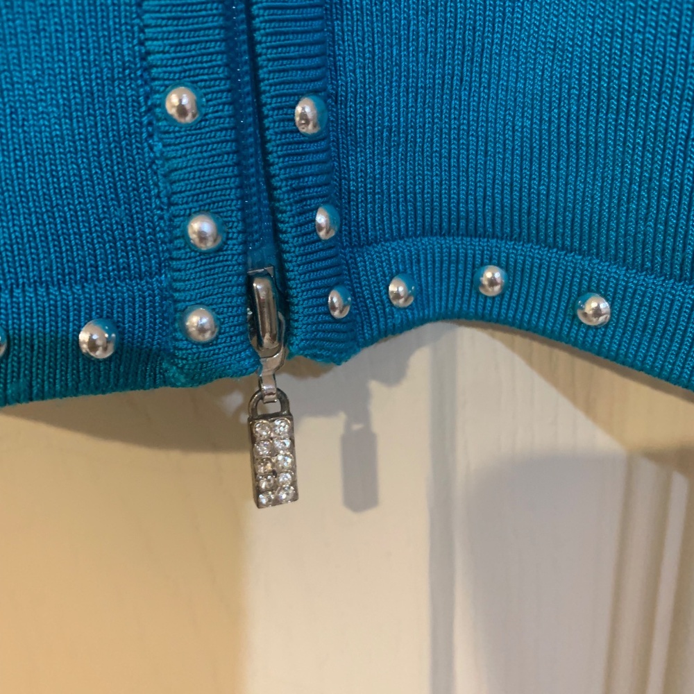 NWT Cache Blue Embellished Cardigan Sweater sz L - Picture 5 of 9